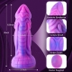 Hismith Purple Starry Animal Dildo, Realistic Dildo, 8 Inch Curved Huge Silicone Dildo With Suction Cup